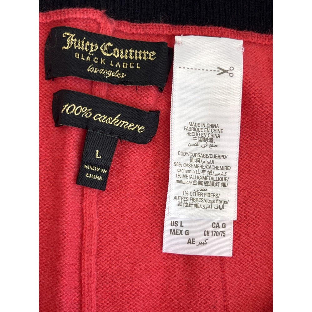 Juicy Couture Black Label Coral 100% Cashmere Track Pants Glitter Stripe Large - Picture 4 of 9